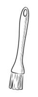 BLACK WHITE CONTOUR DRAWING OF AN EMPTY CULINARY BRUSH vector
