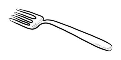 BLACK AND WHITE CONTOUR DRAWING OF THE FORK vector
