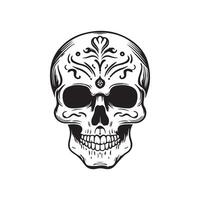 Skull in vintage style black and white, on white background vector