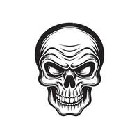 Skull in vintage style black and white, on white background vector