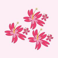 ilustración de hawaiano rosado flores en un suave rosado antecedentes. vector