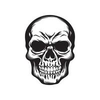 Skull in vintage style black and white, on white background vector