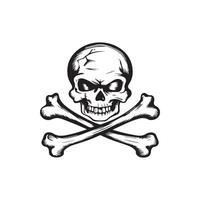 Vintage skull and crossbones monochrome design vector