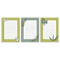 A set of banners with flowers and branches on a white background. Set sheets of paper and bookmarks for a diary. vector