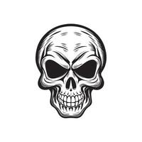 Skull in vintage style black and white, on white background vector