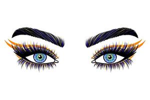 Human eyes with long lashes vector