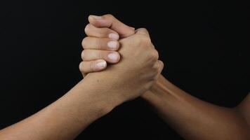 Two Hands of friends greeting each other photo