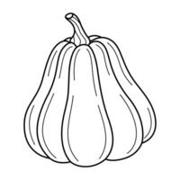 Hand Drawn pumpkin line art. Pumpkin doodle icon. Black and white Pumpkin illustration. Perfect For Poster, Greeting Card, Coloring page for kids and adults. vector