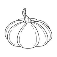 Hand Drawn pumpkin line art. Pumpkin doodle icon. Black and white Pumpkin illustration. Perfect For Poster, Greeting Card, Coloring page for kids and adults. vector