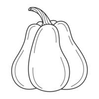 Hand Drawn pumpkin line art. Pumpkin doodle icon. Black and white Pumpkin illustration. Perfect For Poster, Greeting Card, Coloring page for kids and adults. vector