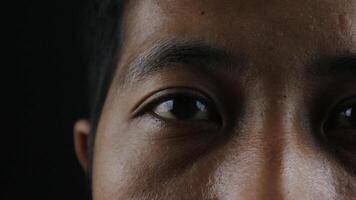 close detail of the eye of an asian man. Asian people concept. photo