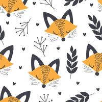 A charming pattern design featuring playful foxes amidst lush foliage, creating a whimsical woodland scene. vector