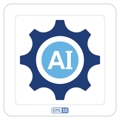 Artificial intelligence management icon. Artificial intelligence development flat icon.