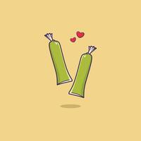 Avocado Ice Lolly Icon Illustration. Food Icon Concept Isolated Premium . Flat Cartoon Style vector