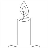 Candle continuous single line drawing Isolated on white background minimalist style vector