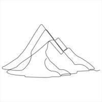 Continuous single line drawing mountain range landscape top view of mounts in simple outline style illustration vector