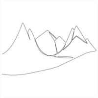 Continuous single line drawing mountain range landscape top view of mounts in simple outline style illustration vector