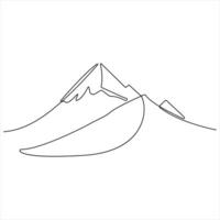 Continuous single line drawing mountain range landscape top view of mounts in simple outline style illustration vector