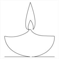 Candle continuous single line drawing Isolated on white background minimalist style vector