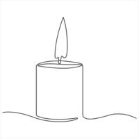 Candle continuous single line drawing Isolated on white background minimalist style vector