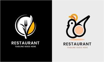 Restaurant logo icon sample kitchen cooking food knifes roasted meat breakfast vector