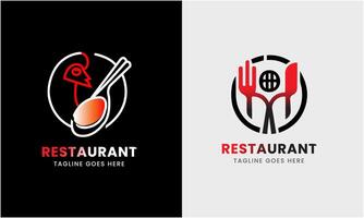 restaurante logo icono muestra cocina Cocinando comida cuchillos asado carne desayuno vector