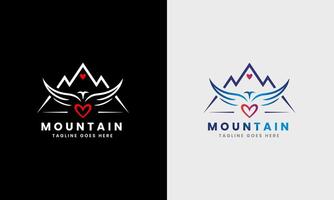 Mountain hill icon, bird logo , bird hill natural modern animal business concept template vector