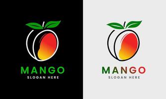 Mango logo icon, red green mango, natural fresh juice mango graphic design sample vector