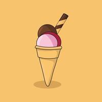 ice cream cartoon icon illustration dessert food icon concept isolated vector