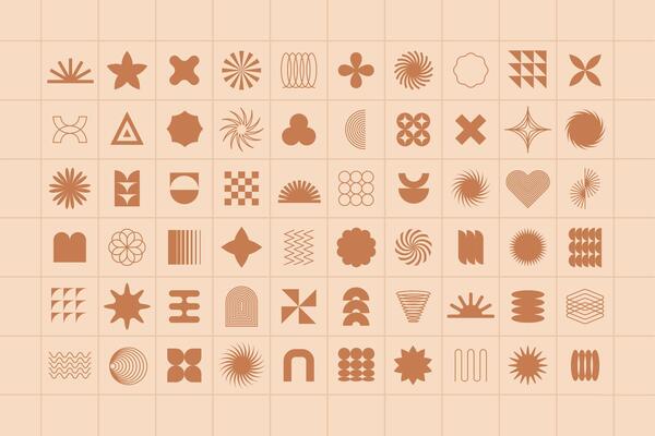 Linear bauhaus aesthetic forms for trendy geometric modern posters. Brutalist abstract shapes set for swiss simple design