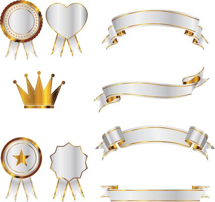 Beautiful Ribbons Banner, Tags and Bows Collection Set Design EPS Template.