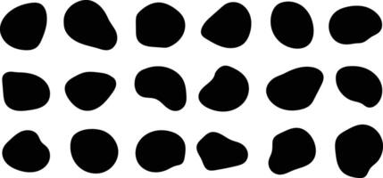 Set of random abstract liquid organic black irregular blotch shapes. Blob shapes collection. vector