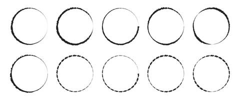 Set of Hand drawn black circle line sketch symbol. Doodle round circles for message note mark design element. vector