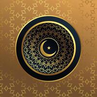 premium islamic moon and star golden background vector