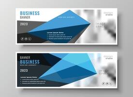 modern blue geometric business presentation banner design vector