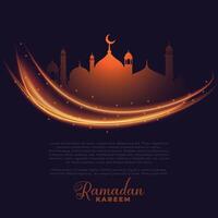 ramadan kareem glowing lights greeting design vector