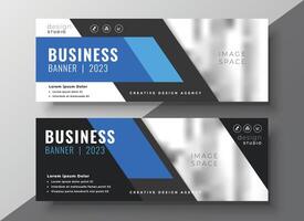 modern business presentation banner in blue geometric style vector