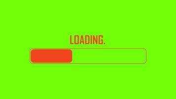 Animated loading wheel with loading text, animation of spinning load icon with green screen background video