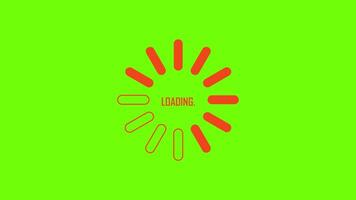 Animated loading wheel with loading text, animation of spinning load icon with green screen background video