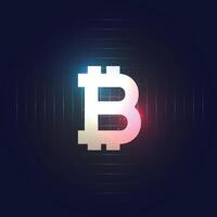 bitcoin símbolo en oscuro azul antecedentes vector