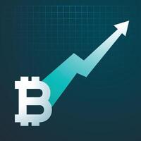 bitcoins upward trend graph arrow rising up vector