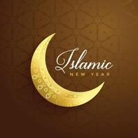 islamic new year design with golden moon vector