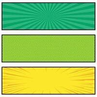 three bright comic book style banner design vector