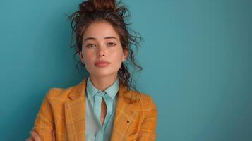 Woman With Messy Top Knot photo