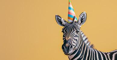 Zebra Wearing Party Hat photo