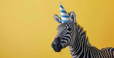 Zebra Wearing Party Hat photo