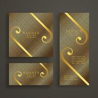 elegante prima dorado bandera tarjetas invitación conjunto vector