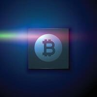 digital bitcoin símbolo en oscuro azul tecnología antecedentes vector