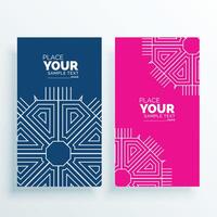 pink and blue card banner with art deco shape vector