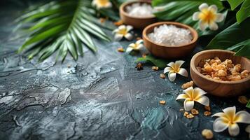 Table With Sugar-filled Bowls and Flowers photo